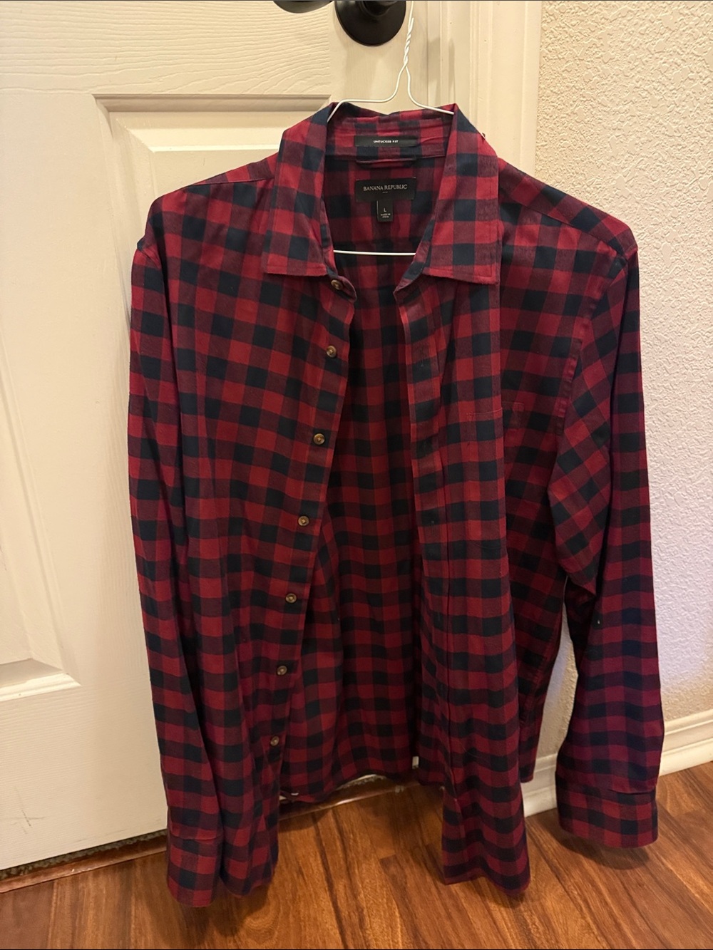 Banana Republic Red and Navy Plaid Shirt